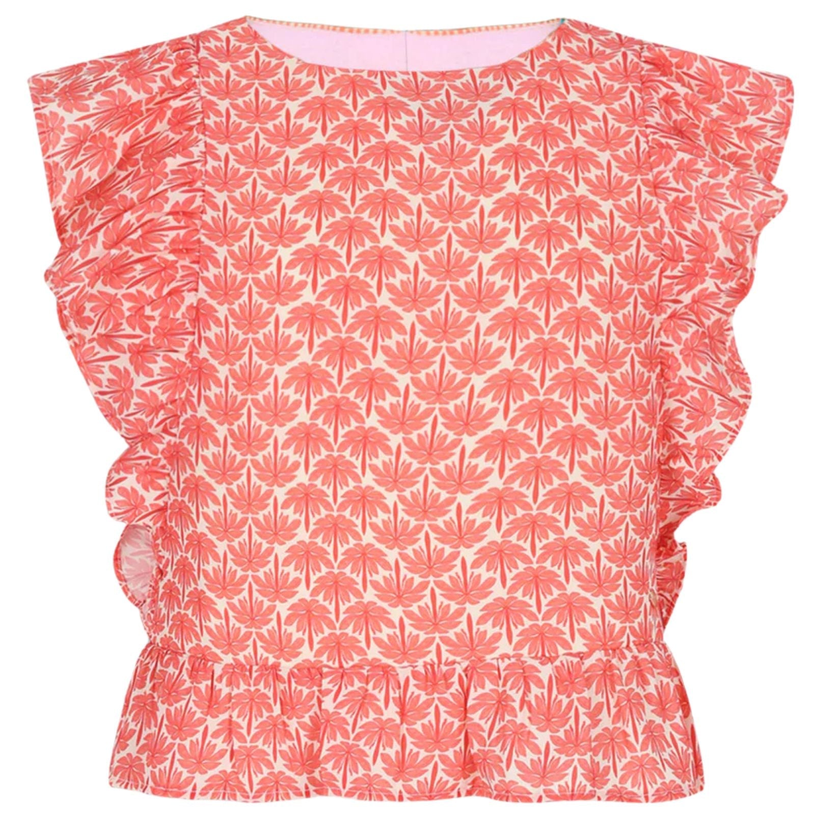 Lichtoranje lotus print blouse Timra - Capuchon Fashion