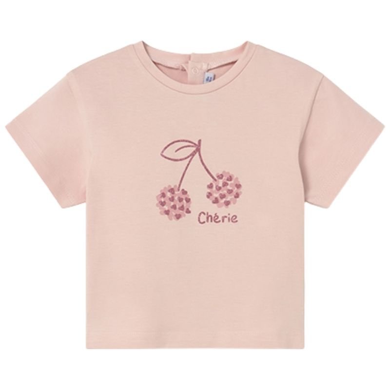 Lichtroze basic korte mouw t-shirt 105 - Capuchon Fashion