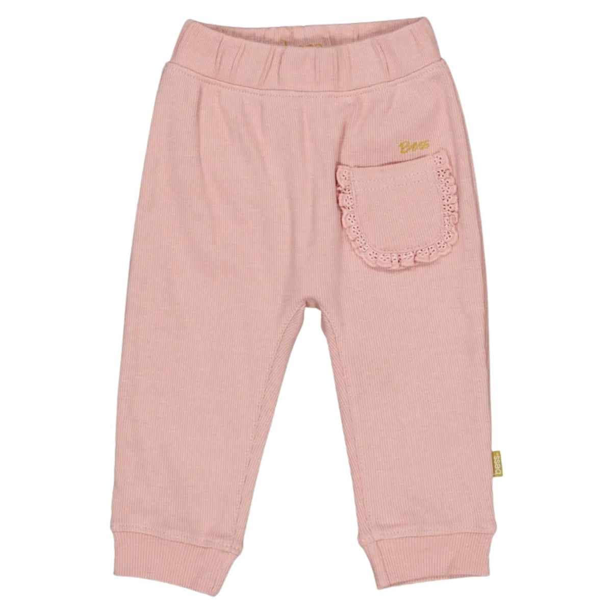 Lichtroze effen rib broekje Agnes - Capuchon Fashion