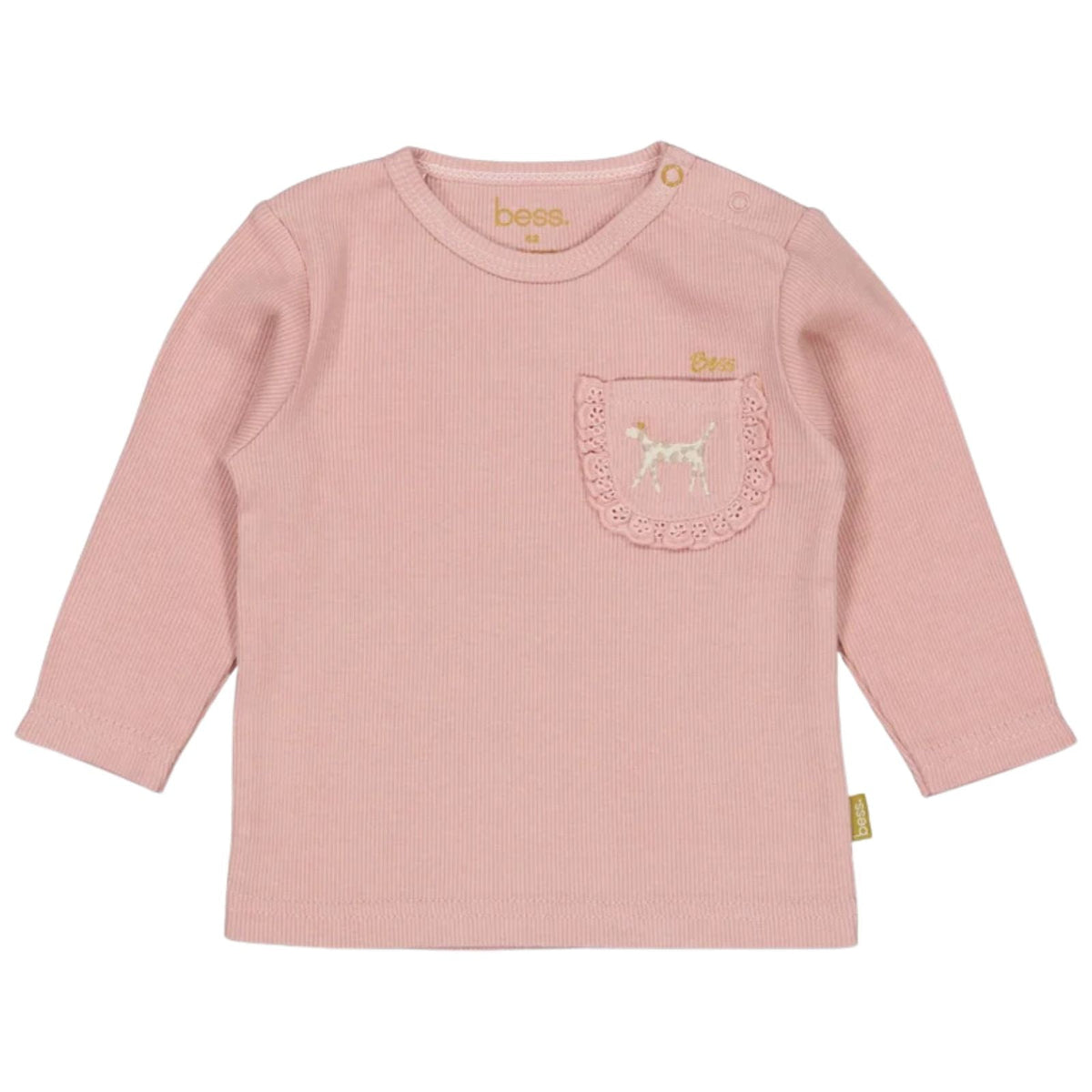 Lichtroze effen rib shirtje Adrienna - Capuchon Fashion