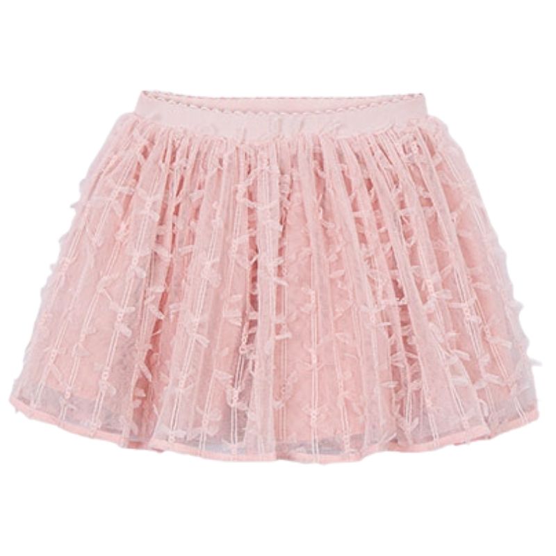 Lichtroze tulle rok met strikjes 3901 - Capuchon Fashion