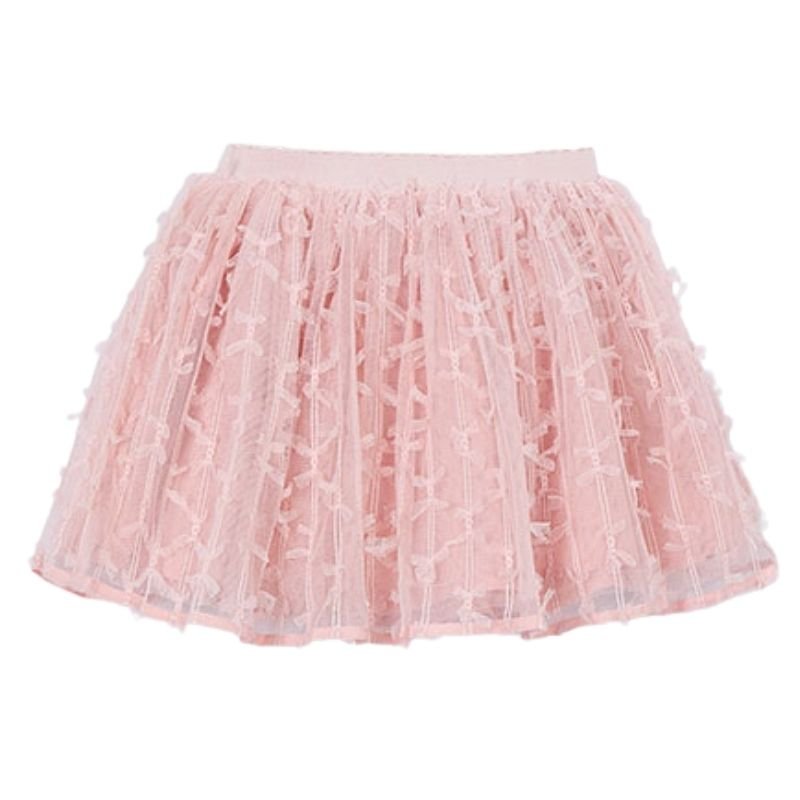 Lichtroze tulle rok met strikjes 3901 - Capuchon Fashion