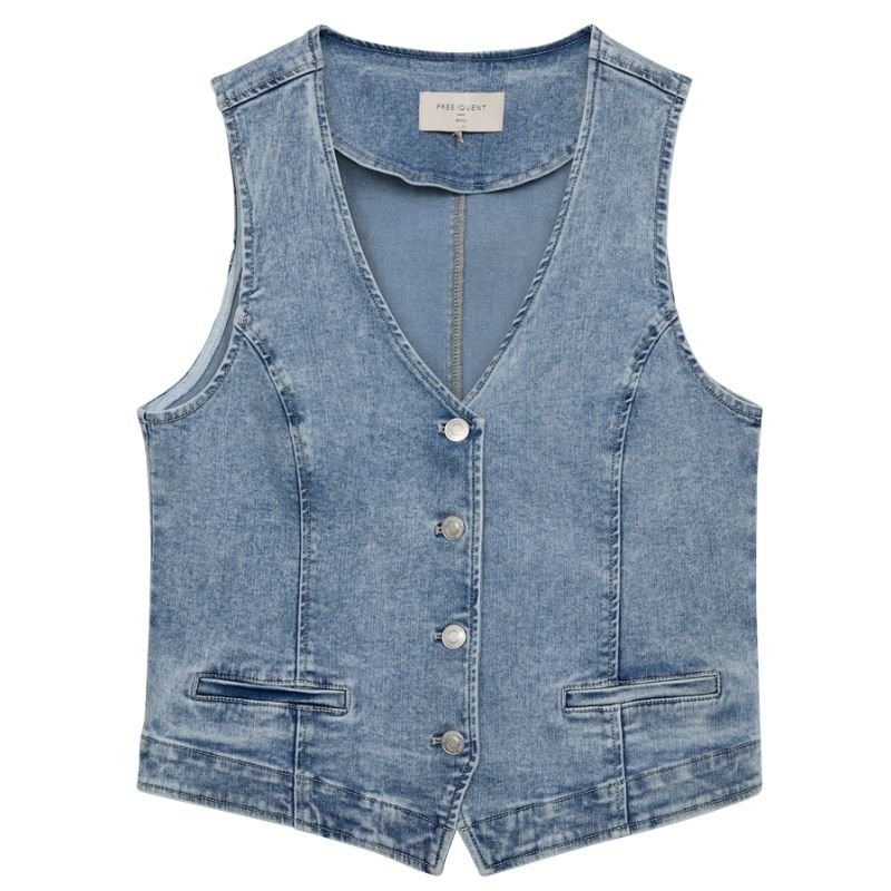 Light Blue Denim waistcoat Halsey - Capuchon Fashion