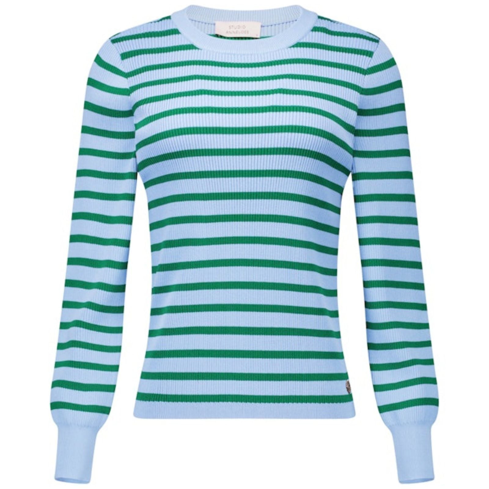 Light Blue Grass Green knit pullover Luna rib - Capuchon Fashion
