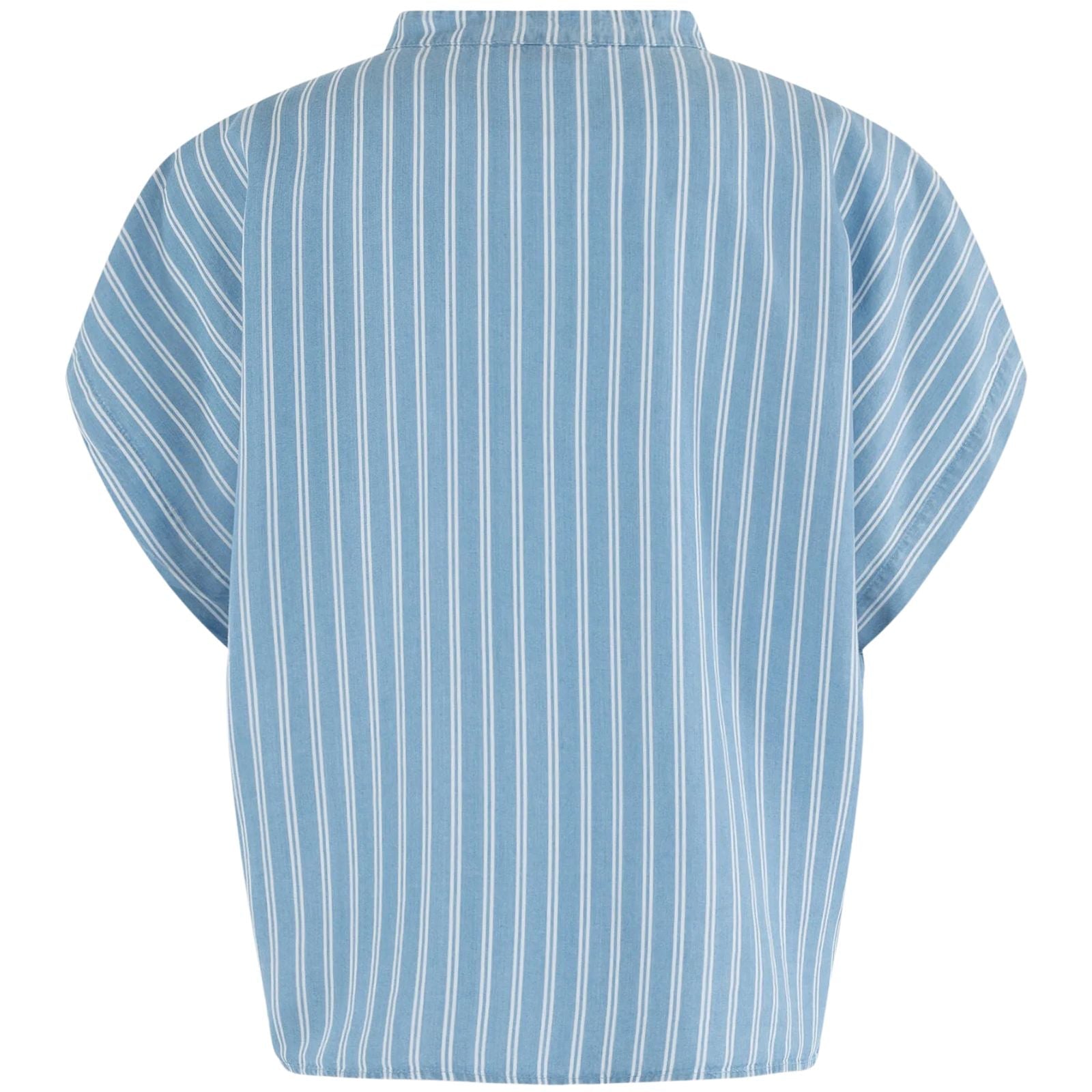 Light Denim Stripe korte mouw blouse Gina - Capuchon Fashion
