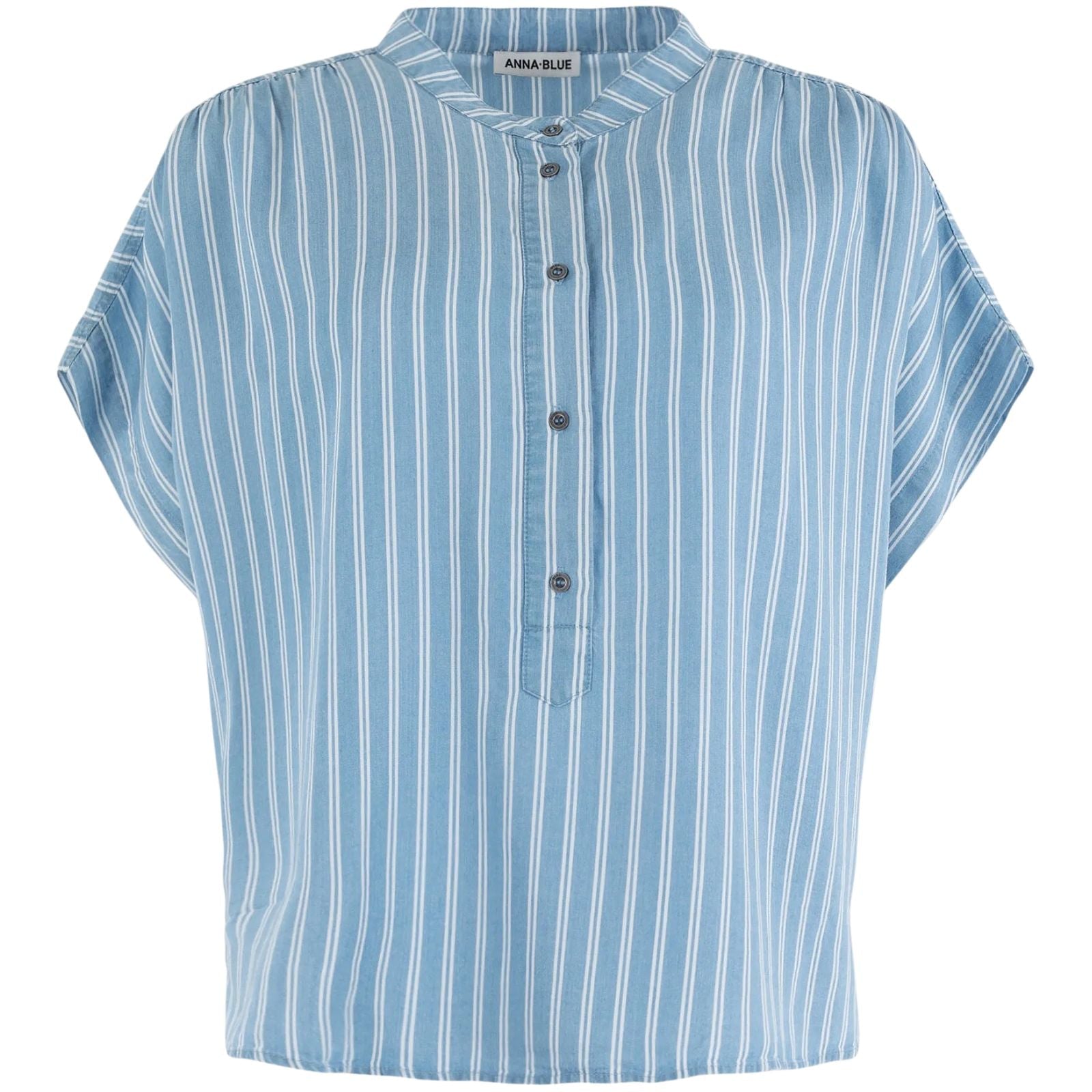 Light Denim Stripe korte mouw blouse Gina - Capuchon Fashion