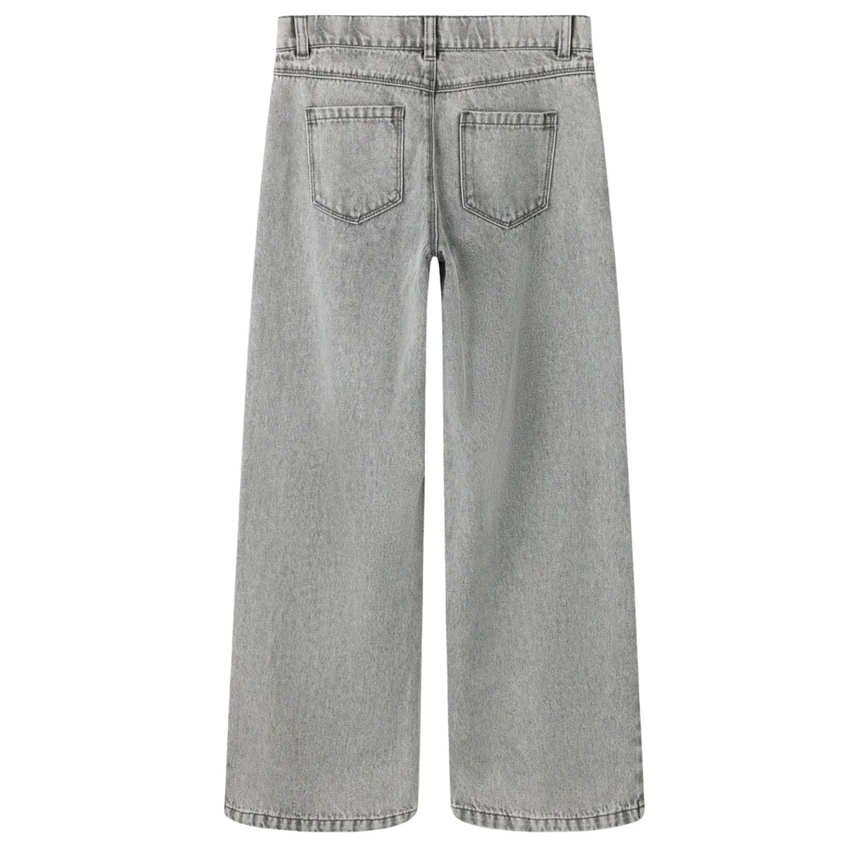 Light Grey Denim wide fit jeans Rose Heart Studs - Capuchon Fashion