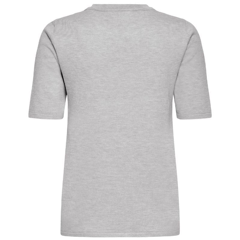 Light grey melange knitted o - neck ss top Luls - Capuchon Fashion