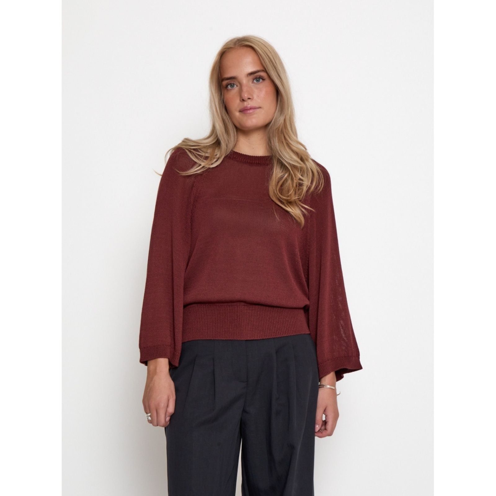 Maroon Red knit pullover Riley - Capuchon Fashion