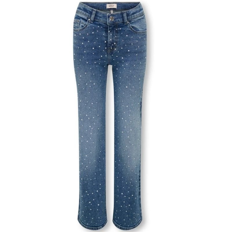 Medium Blue Denim wide jeans Juicy Rhinestones - Capuchon Fashion