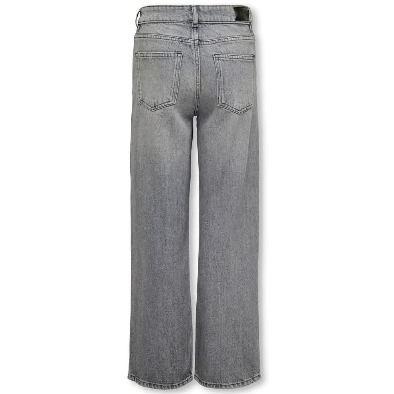 Medium Grey Denim wide jeans Cobain Rhinestone - Capuchon Fashion