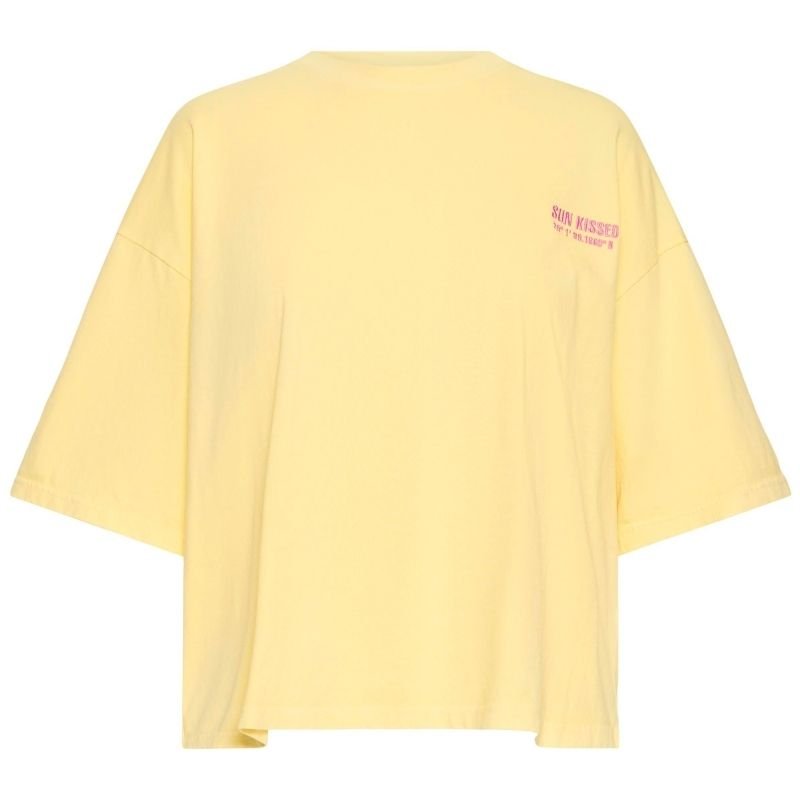Mellow Yellow met wild orchid knitted top Nica - Capuchon Fashion