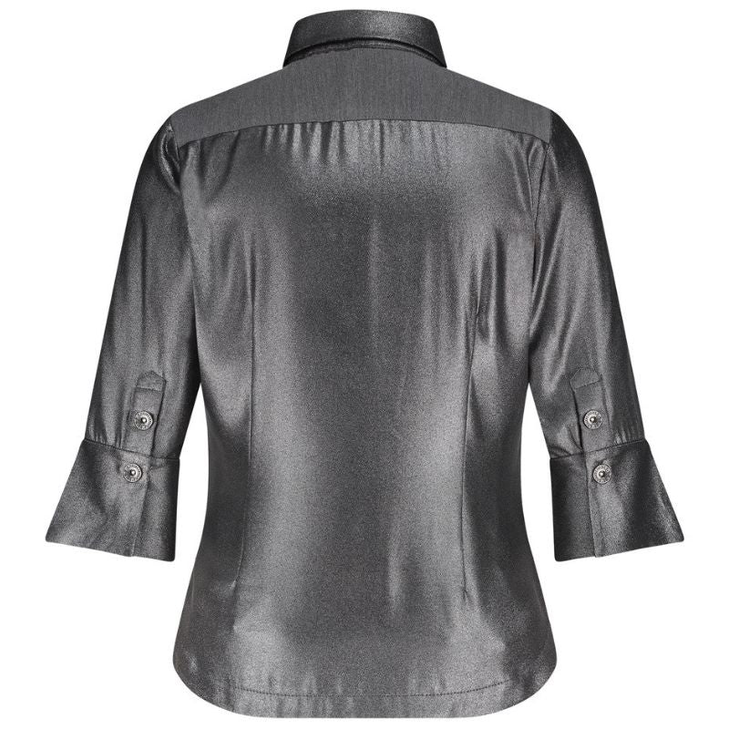 Metallic Darkgrey blouse Cut-Out - Capuchon Fashion