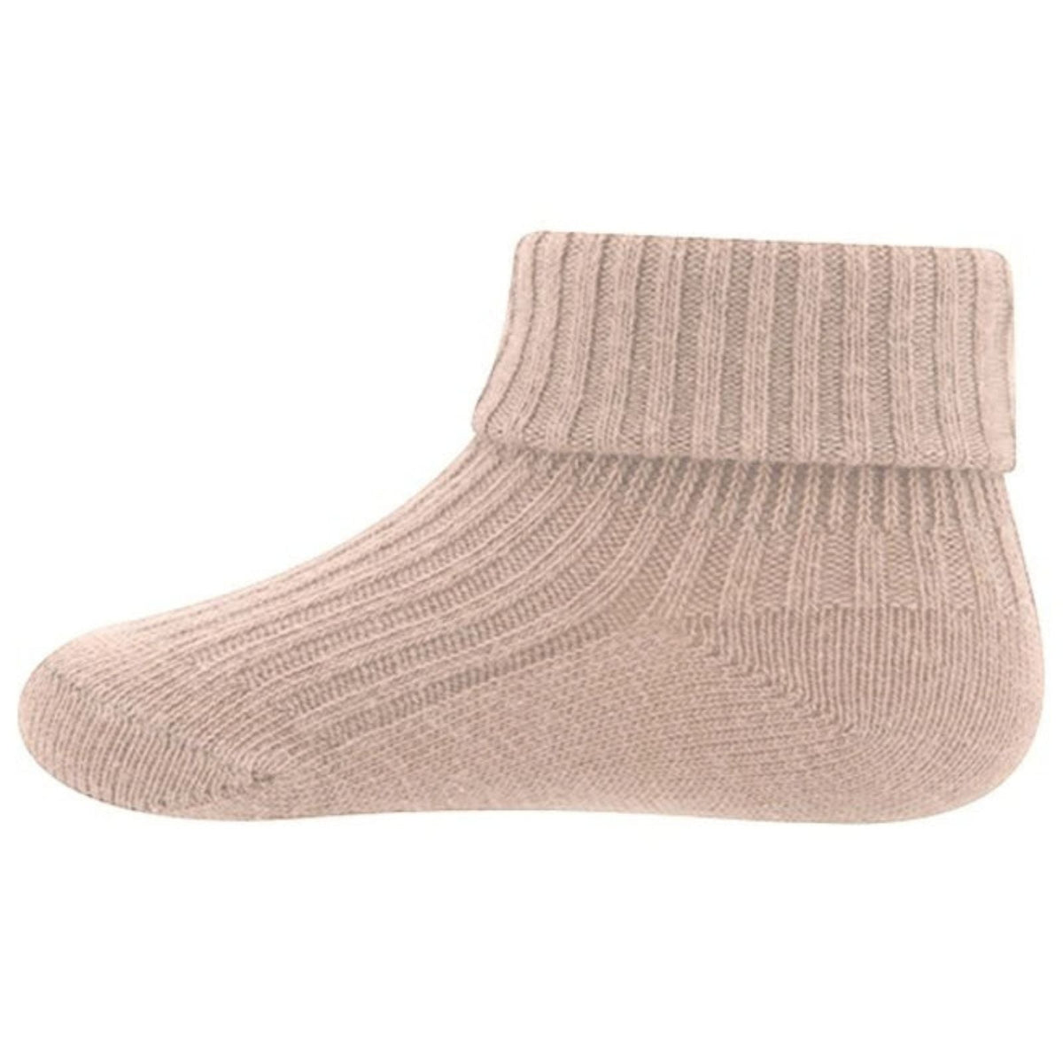 Mokka rib babysokjes met omslag 242231 - Capuchon Fashion