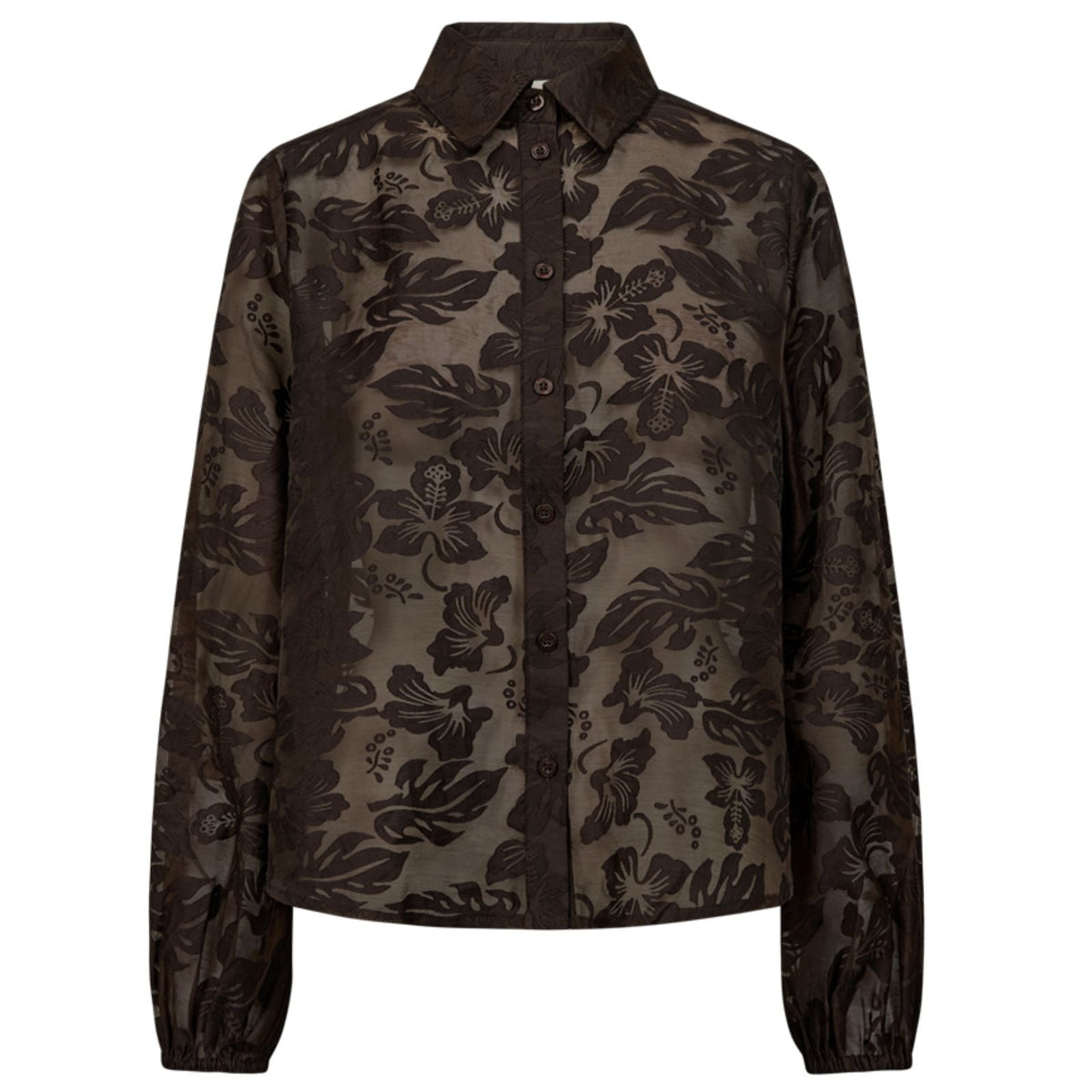 Mole bruine jacquard blouse Simme - Capuchon Fashion