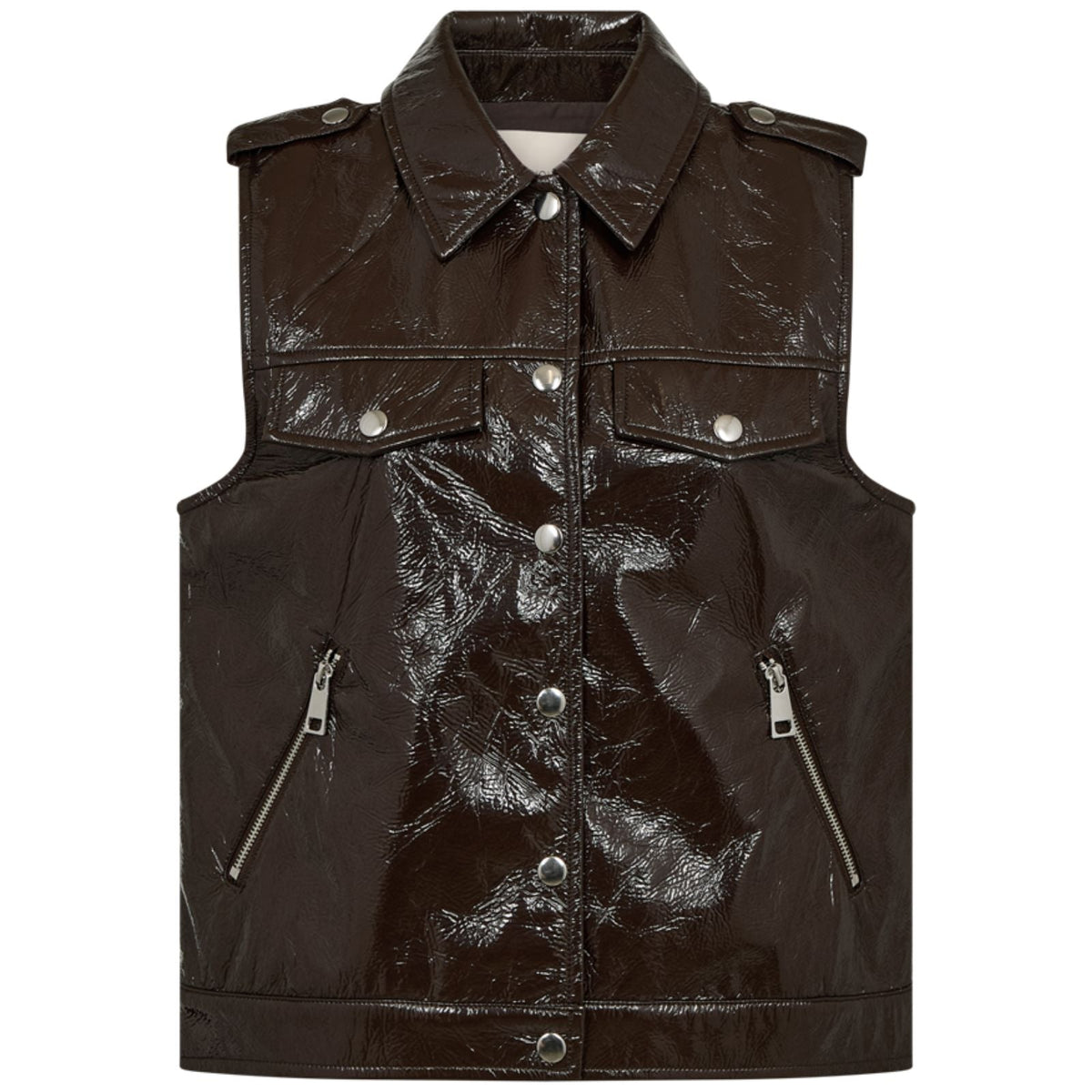 Mole glossy faux leather waistcoat Trine - Capuchon Fashion