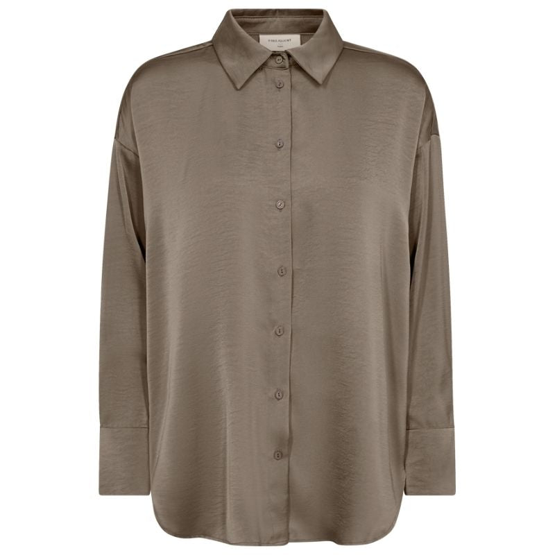 Morel bruine shiny blouse Nira - Capuchon Fashion