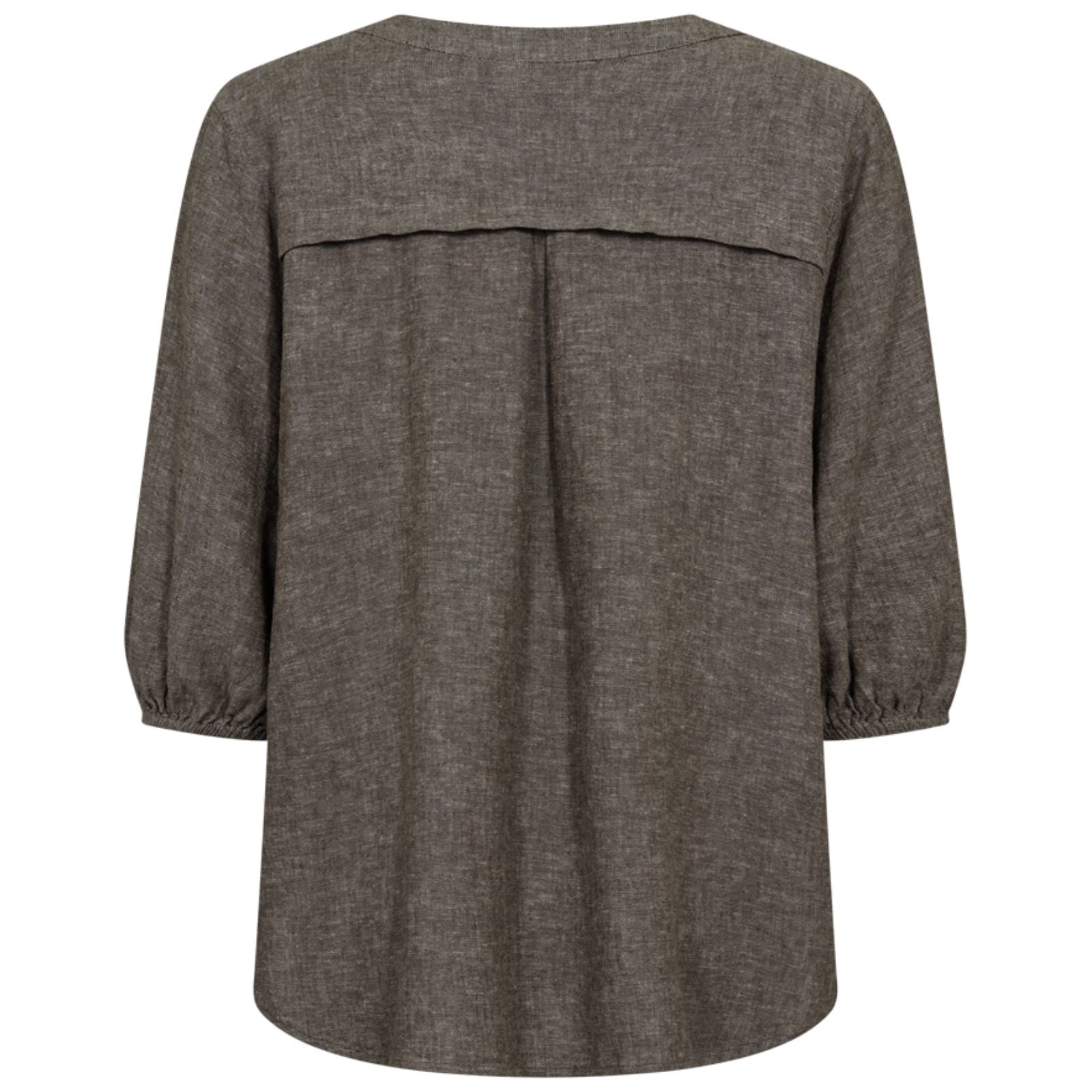 Morel Melange linnen v-hals blouse Lava - Capuchon Fashion