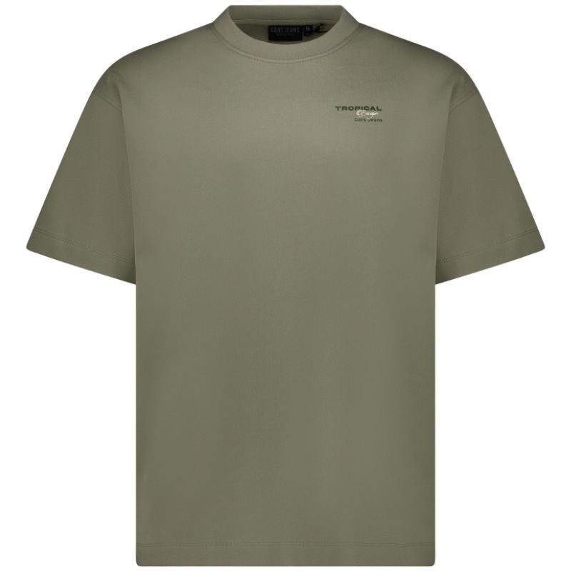 Mosgroen ronde hals backprint t-shirt Byzo - Capuchon Fashion