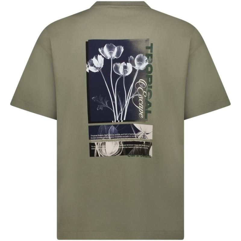 Mosgroen ronde hals backprint t-shirt Byzo - Capuchon Fashion