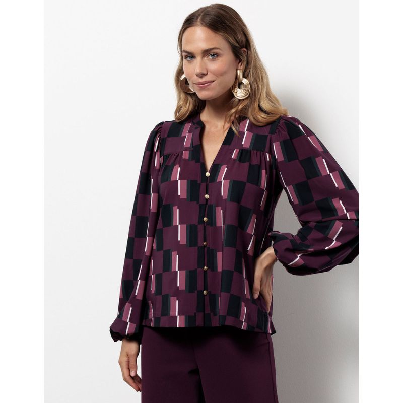 Multi Color geprinte blouse Flor block - Capuchon Fashion