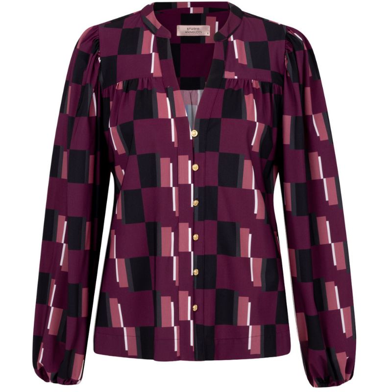 Multi Color geprinte blouse Flor block - Capuchon Fashion