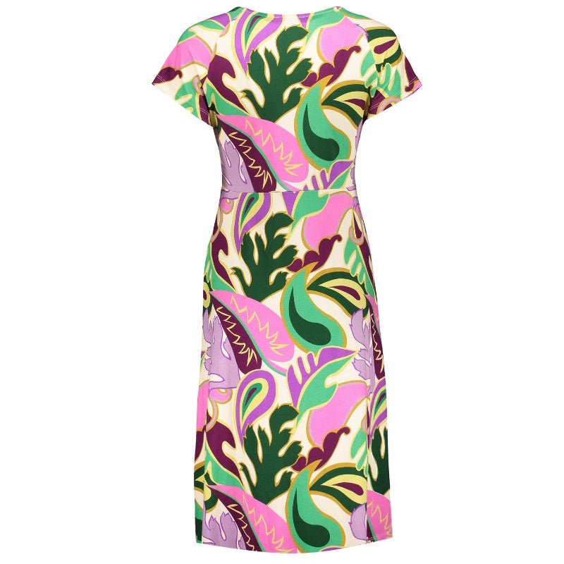 Multicolor geprinte jurk 47137 - Capuchon Fashion