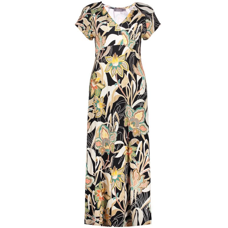 Multicolor geprinte lange jurk 47135 - Capuchon Fashion