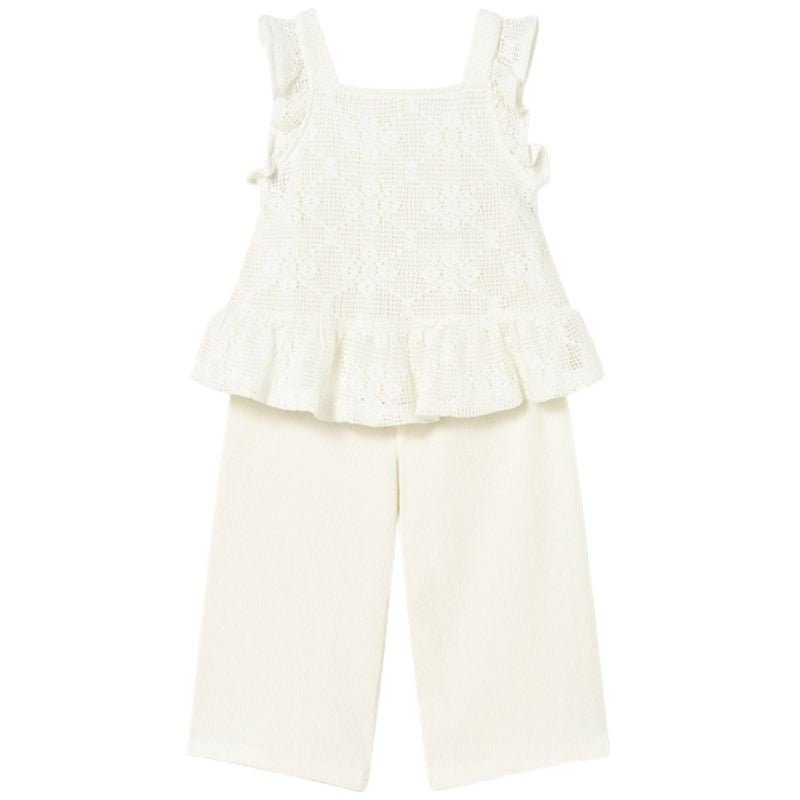 Natural embroidery set broek en top 1515 - Capuchon Fashion