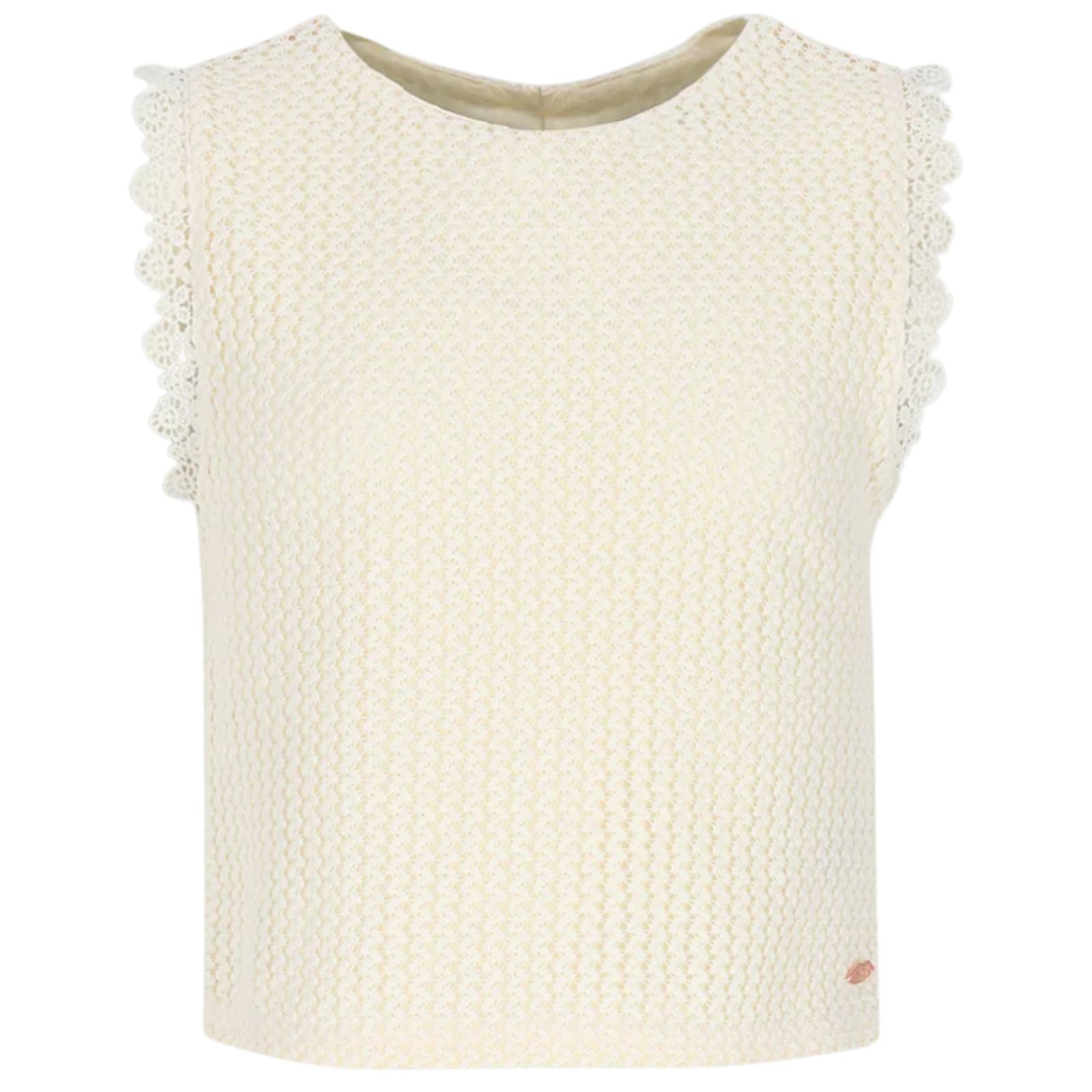 Offwhite crochet knit singlet Kia - Capuchon Fashion