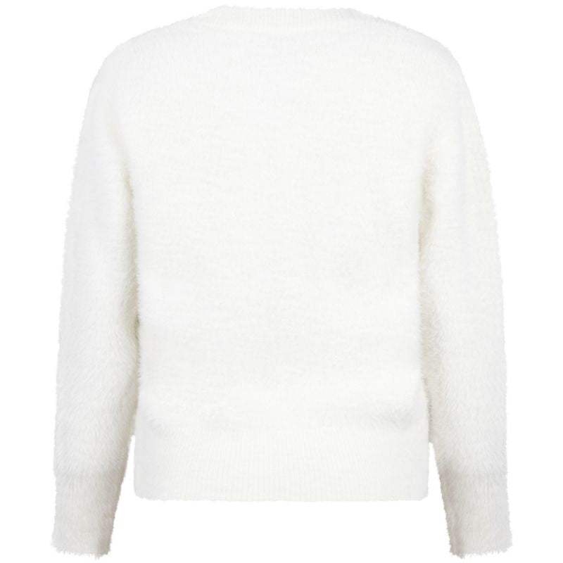 Offwhite fluffy v - hals sweater Kim - Capuchon Fashion