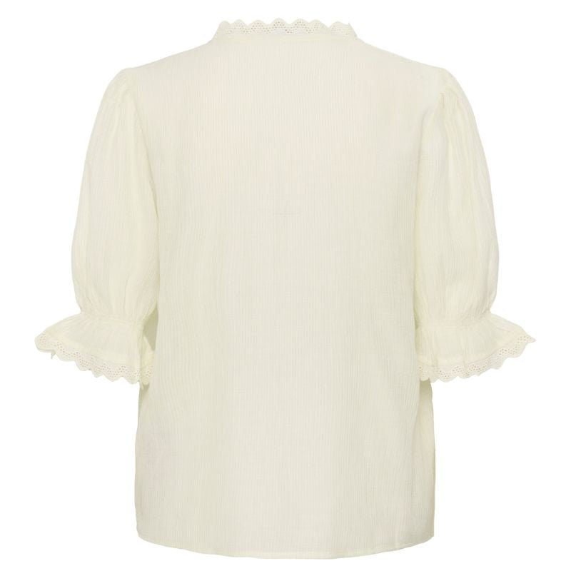 Offwhite kanten korte mouw shirt Kristel - Capuchon Fashion