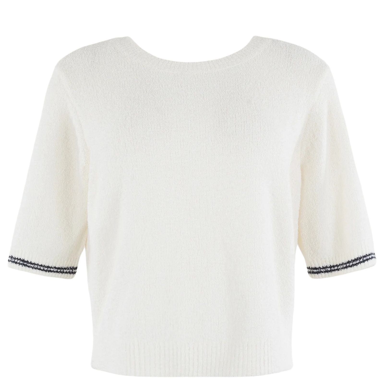 Offwhite met blauwe solid pullover Oleta - Capuchon Fashion