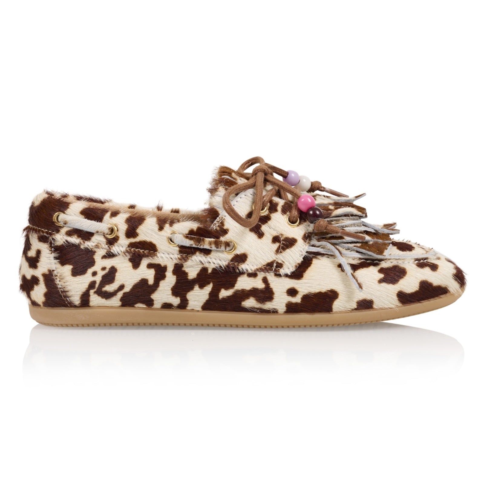 Offwhite met cognac loafer Latty Fringes Cow - Capuchon Fashion