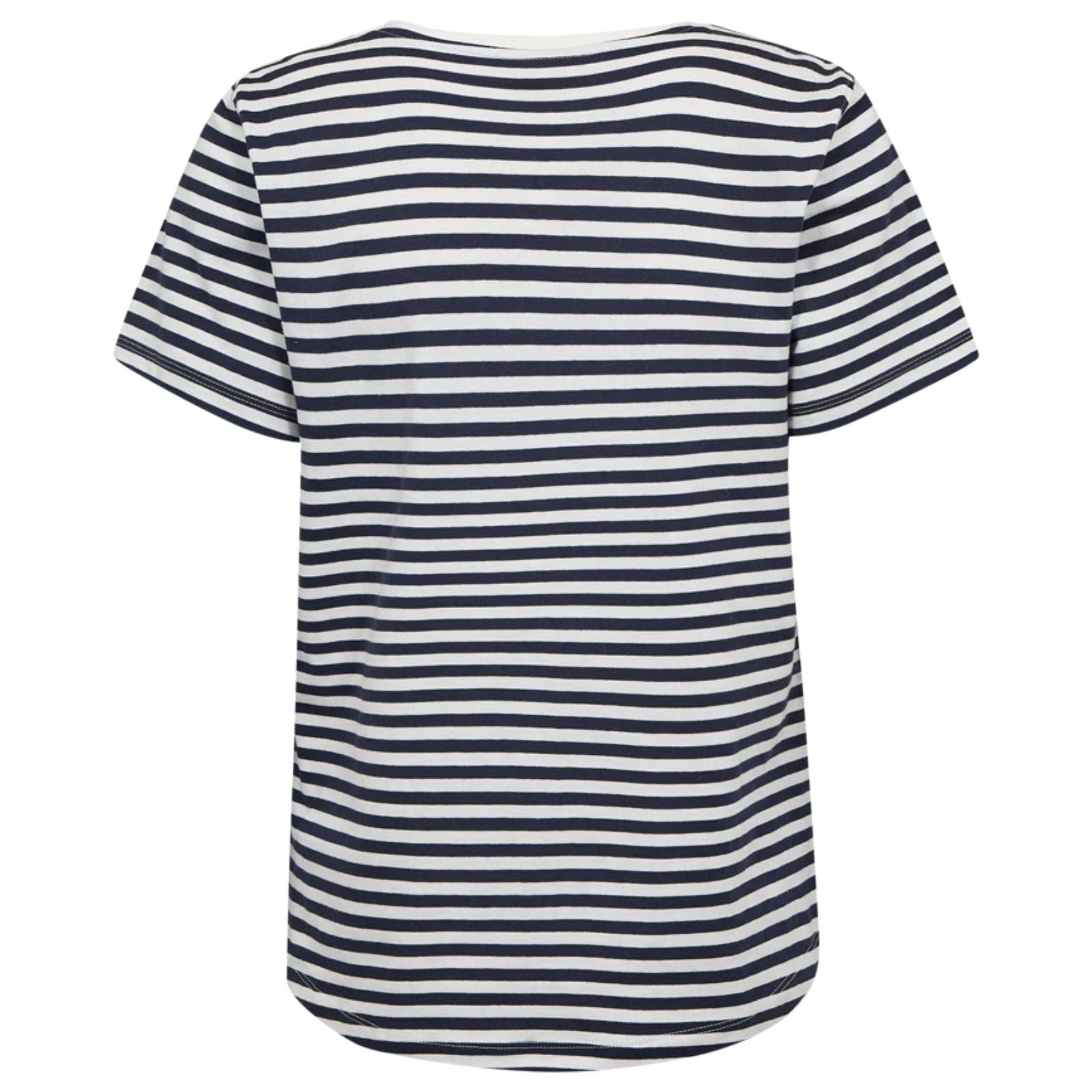 Offwhite met donkerblauw gestreept t-shirt Mian - Capuchon Fashion