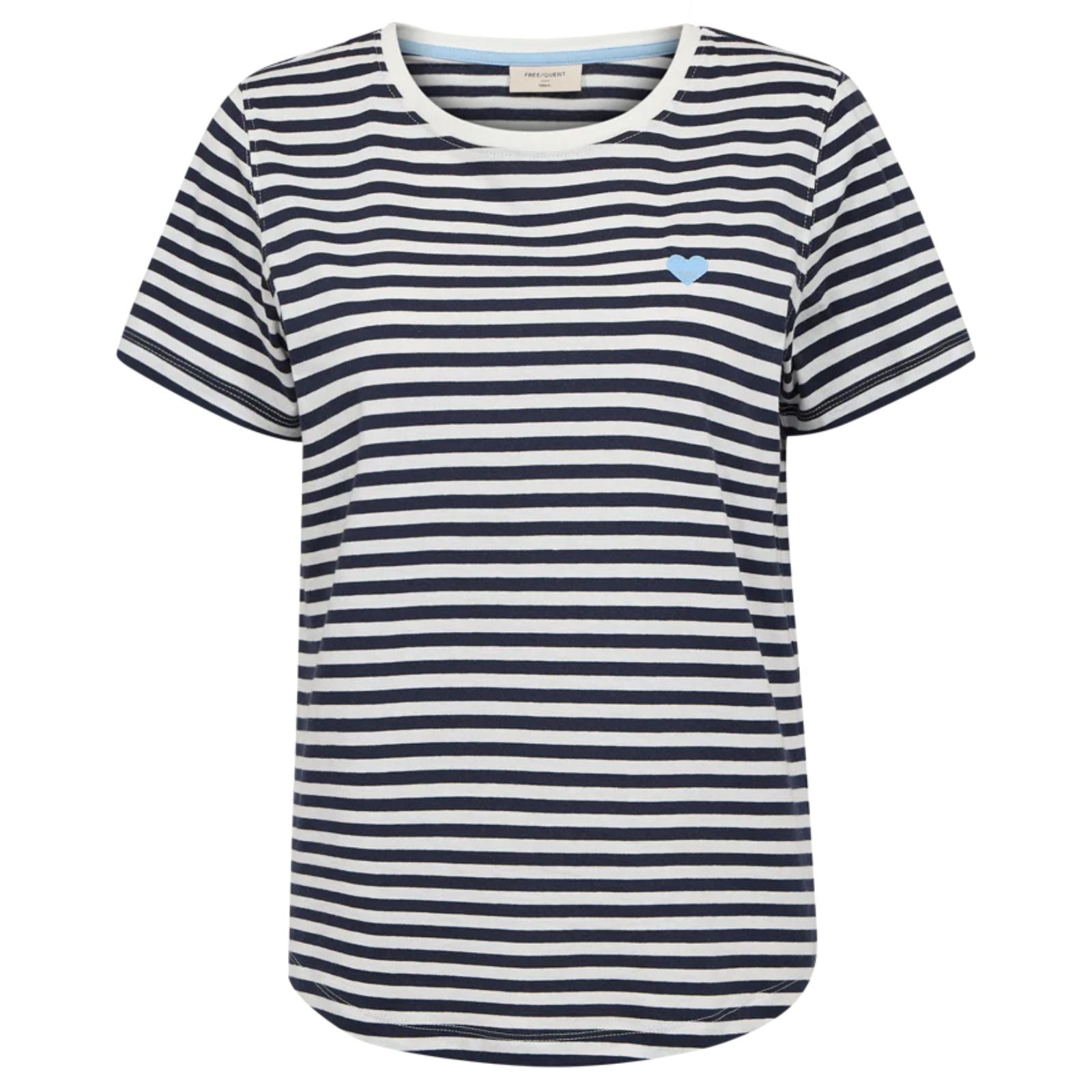 Offwhite met donkerblauw gestreept t-shirt Mian - Capuchon Fashion
