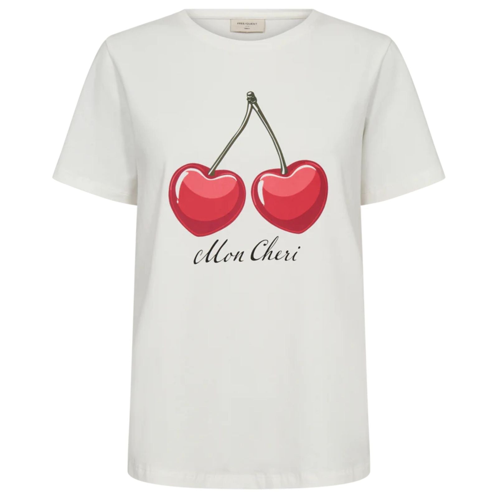 Offwhite met true red geprint t-shirt Fenjal - Capuchon Fashion