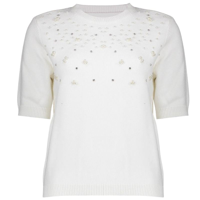 Offwhite pearls pullover 54508 - Capuchon Fashion