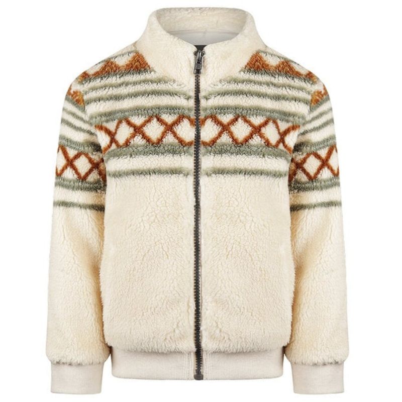 Offwhite vest met rits teddy O56885 - Capuchon Fashion