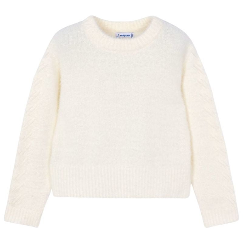 Offwhite zacht fijngebreide jumper - Capuchon Fashion