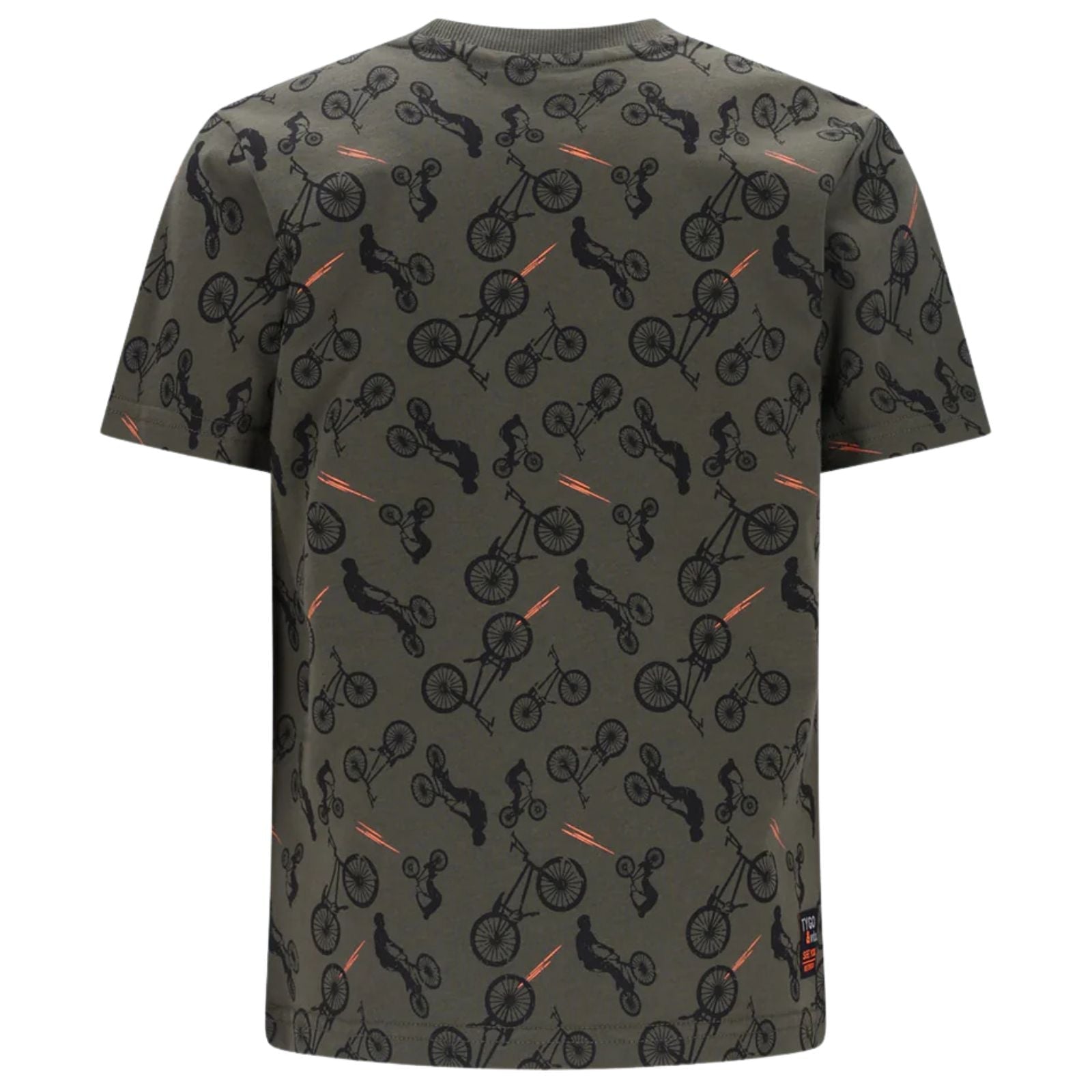 Olijfgroen allover geprint t-shirt Thijs - Capuchon Fashion