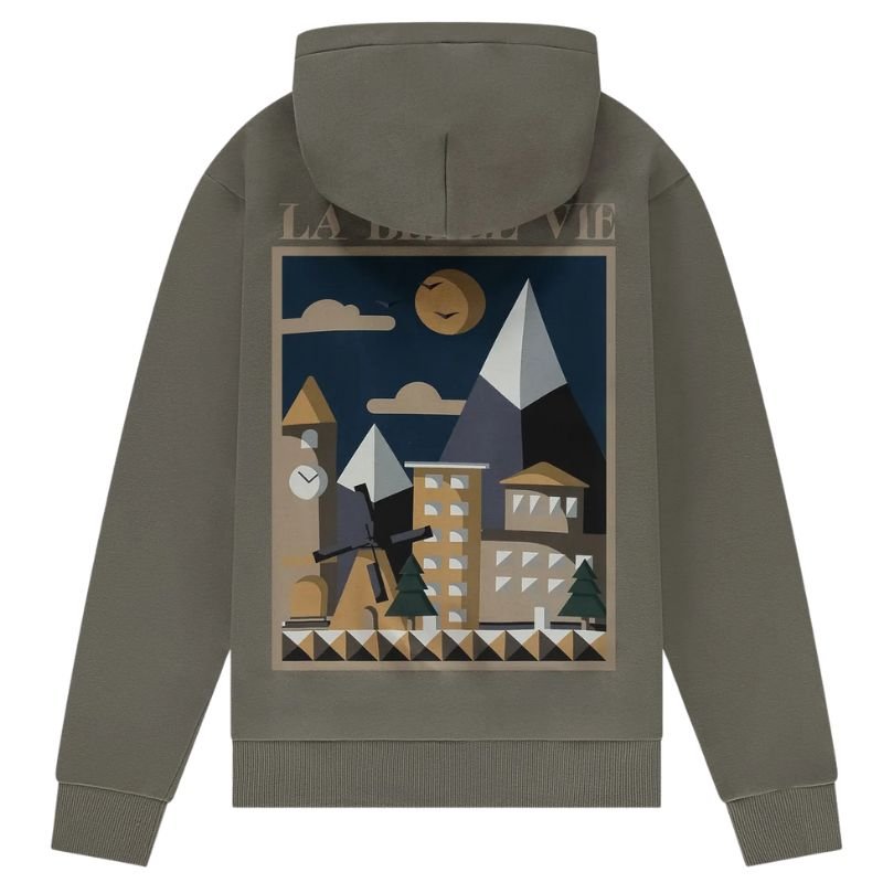 Olijfgroene hooded sweater Belle - Capuchon Fashion