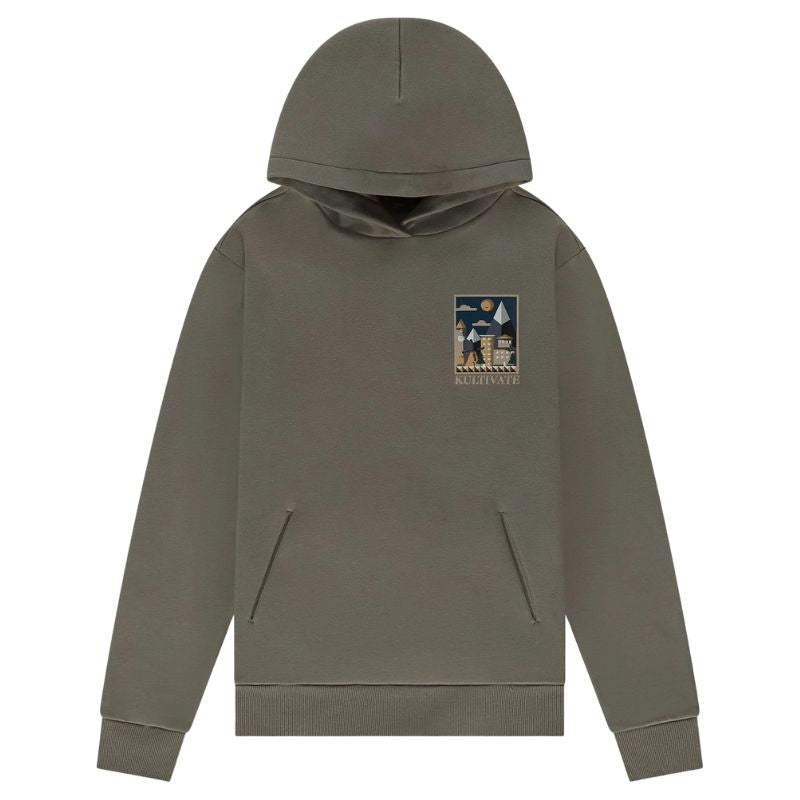 Olijfgroene hooded sweater Belle - Capuchon Fashion