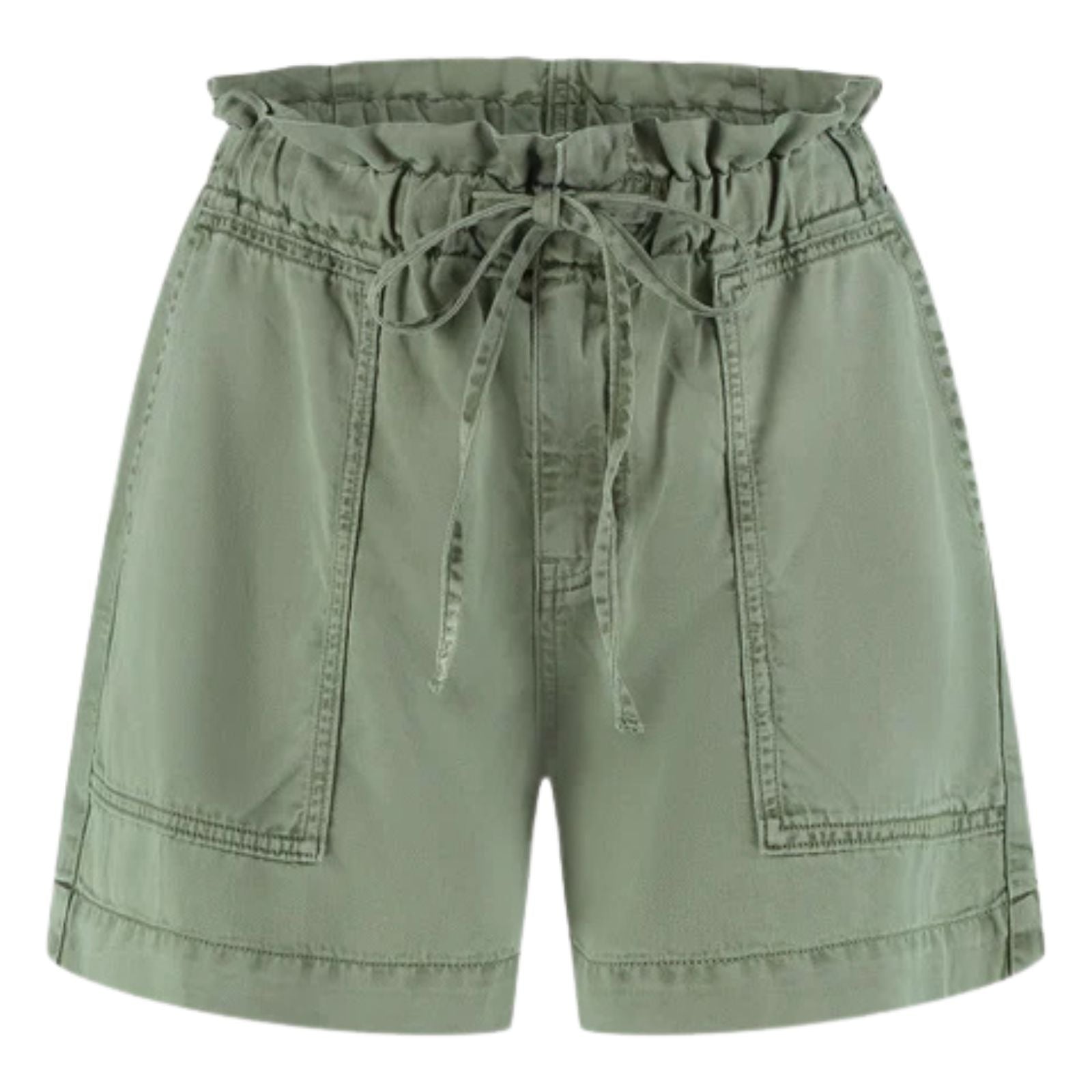 Olive Green tencel ruffle short Will - Capuchon Fashion