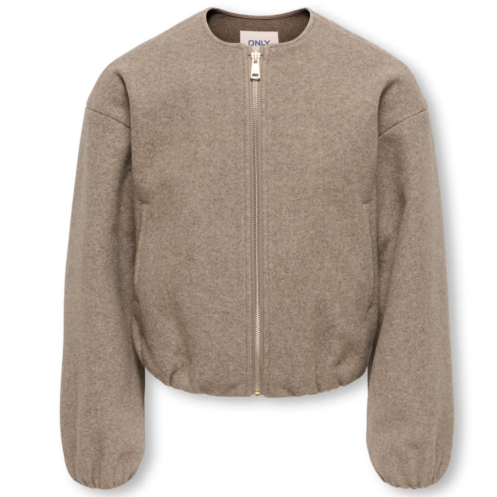 Taupe Melange short bomber jacket Adina