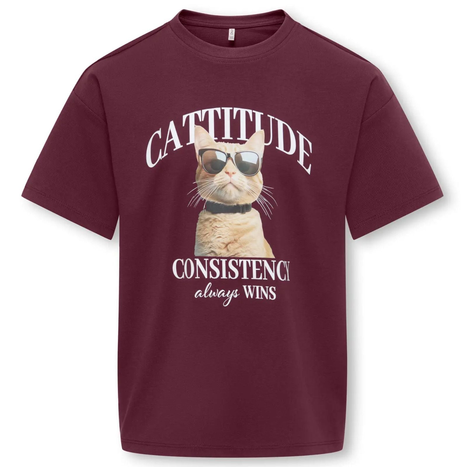 Donkerrood Cattitude loose t-shirt Billie Teddy