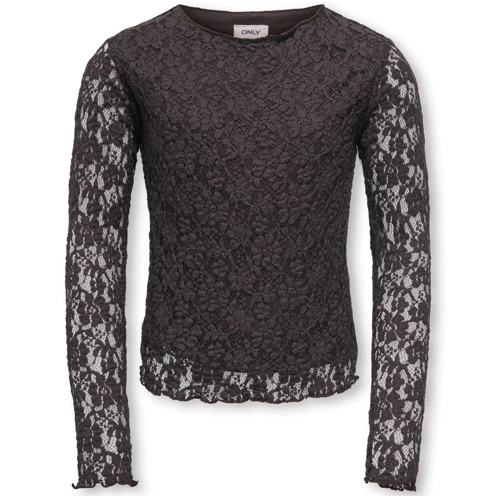 Donkerbruine longsleeve lace top Leika