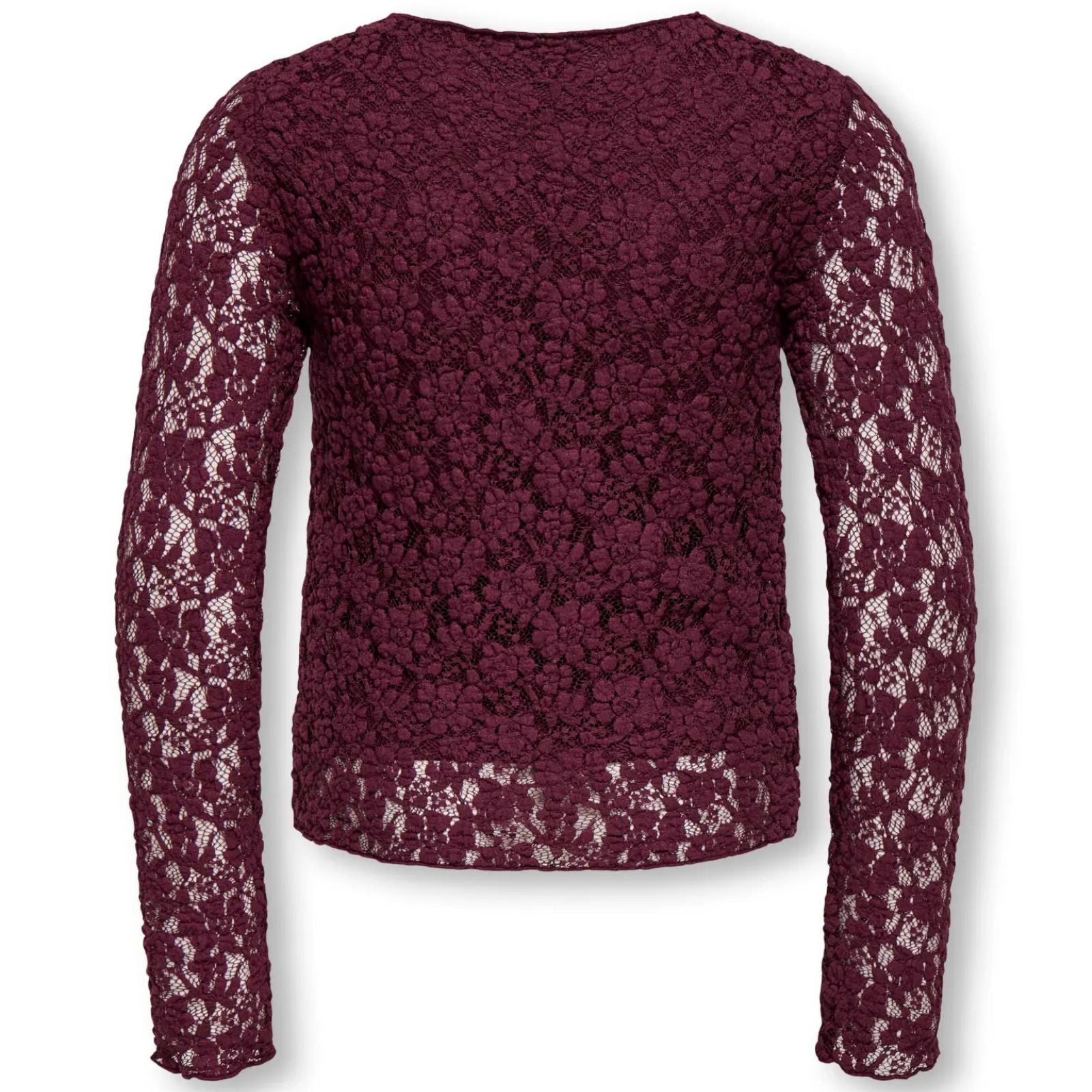 Bordeauxrode longsleeve lace top Leika