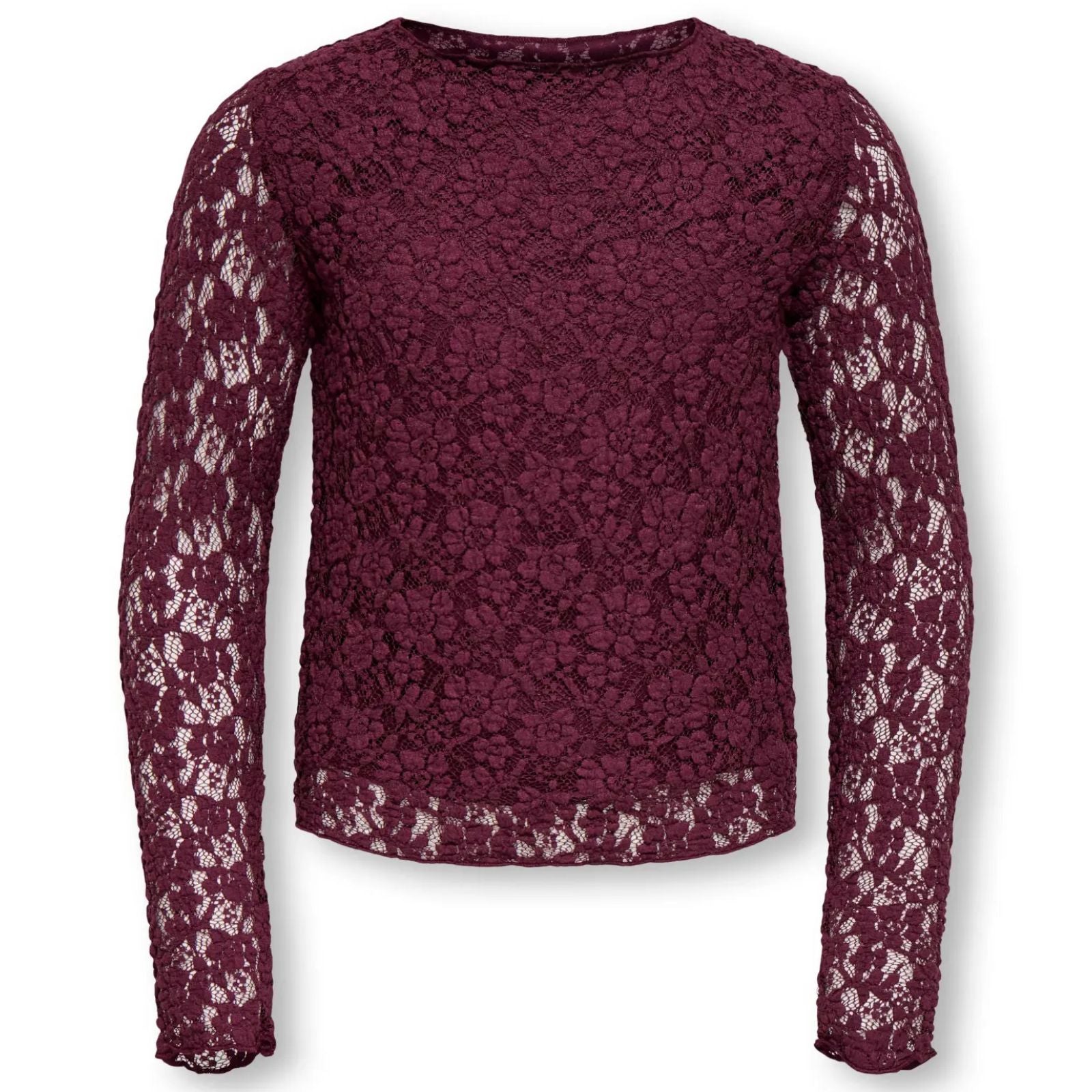 Bordeauxrode longsleeve lace top Leika