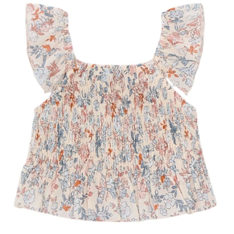 Oranje geprinte bambula top 3028 - Capuchon Fashion